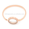 2015 nova 30 mm Rose Gold Plain Bangle, corrente de aço inoxidável 316L flutuante foto medalhões de vidro pulseiras